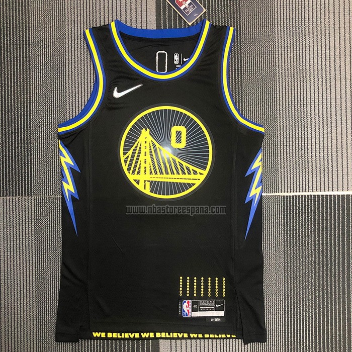 Camiseta Golden State Warriors Gary Payton II NO 0 Ciudad 2021-22 Negro